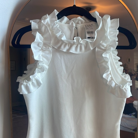 White Sleeveless Ruffle Top Bodysuit - Picture 5 of 5